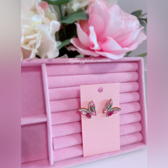 Butterfly rhinestone earrings - Picture 2 of 3